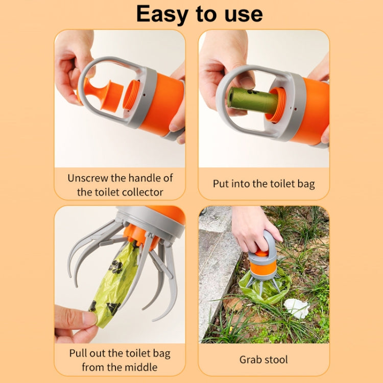 Pet Outing Portable Poop Scooper Dog Feces 6 Claws Pick Up Tools(Orange)
